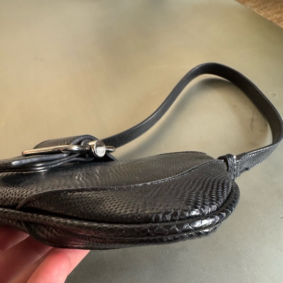 Black Faux Snake Skin Shoulder Bag - Picture 5 of 16